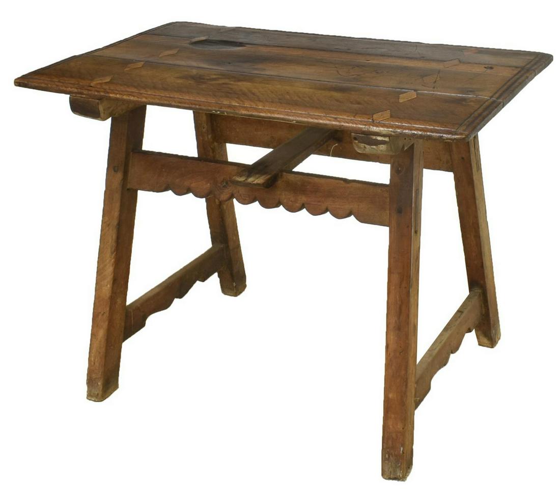 RUSTIC SPANISH WORK TABLE, 18TH C. (1 of 3)