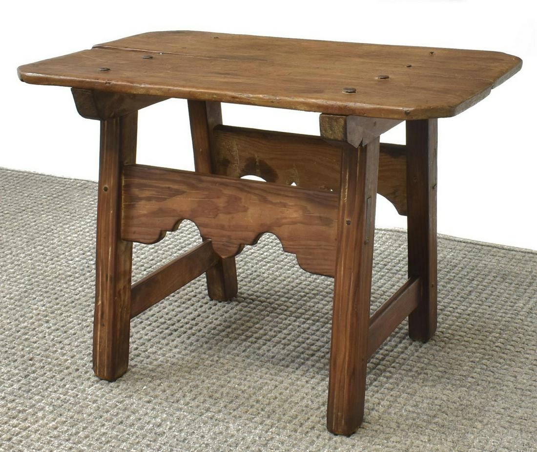 DIMINUTIVE RUSTIC SPANISH PLANK-TOP TABLE (1 of 4)