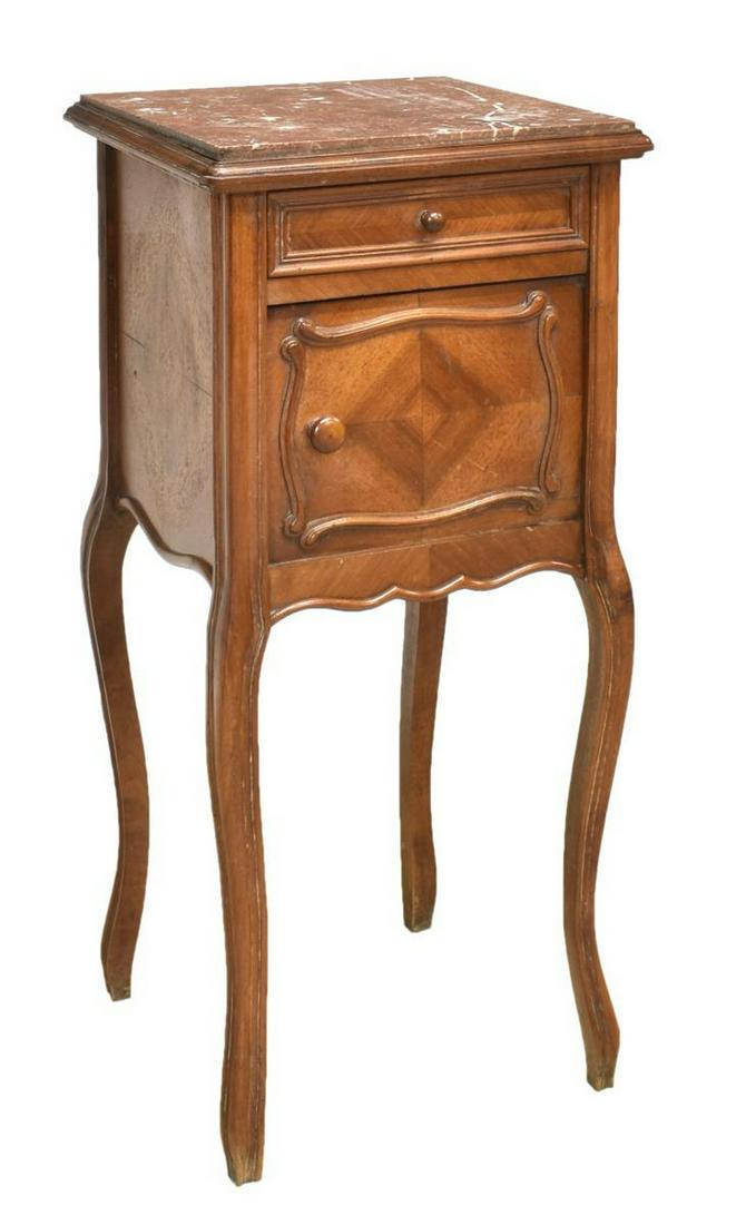 FRENCH LOUIS XV STYLE MARBLE-TOP BEDSIDE CABINET (1 of 5)