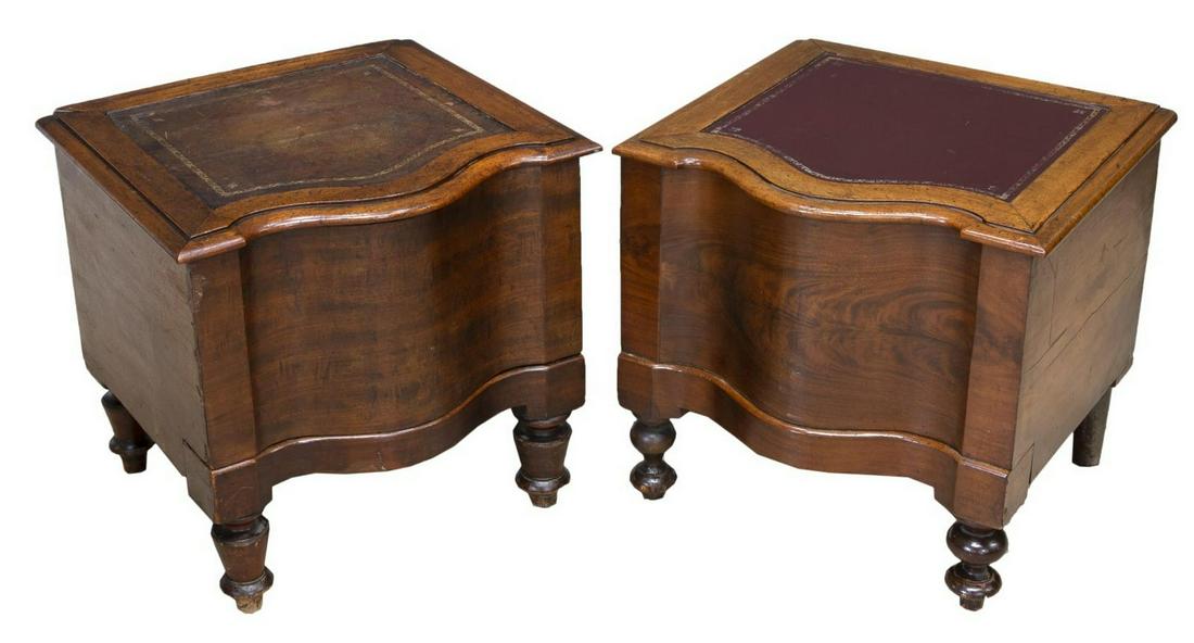 (2) ENGLISH LEATHER-TOP MAHOGANY BED STEPS (1 of 4)