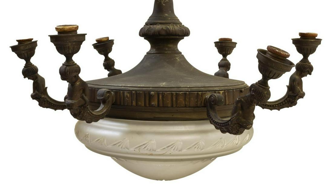 ITALIAN FROSTED GLASS SEVEN-LIGHT CHANDELIER (1 of 2)