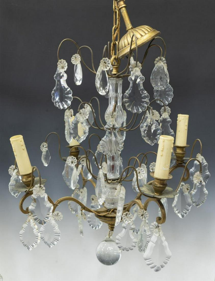 ITALIAN CRYSTAL & GILT METAL FOUR-LIGHT CHANDELIER (1 of 2)