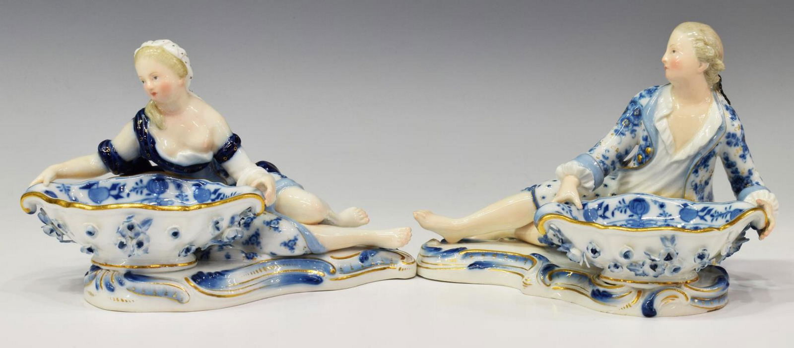 (2) MEISSEN PORCELAIN FIGURAL SWEETMEAT DISHES (1 of 5)