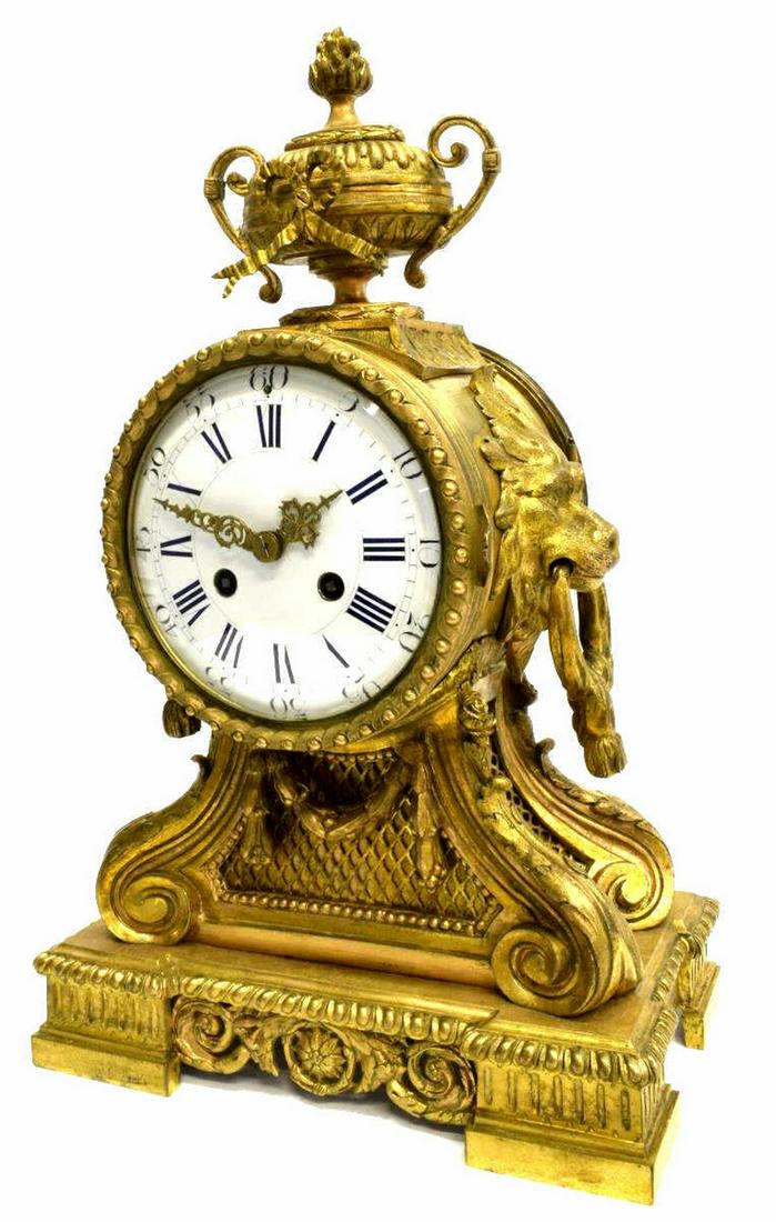 FRENCH LOUIS XVI STYLE GILT BRONZE MANTEL CLOCK (1 of 6)