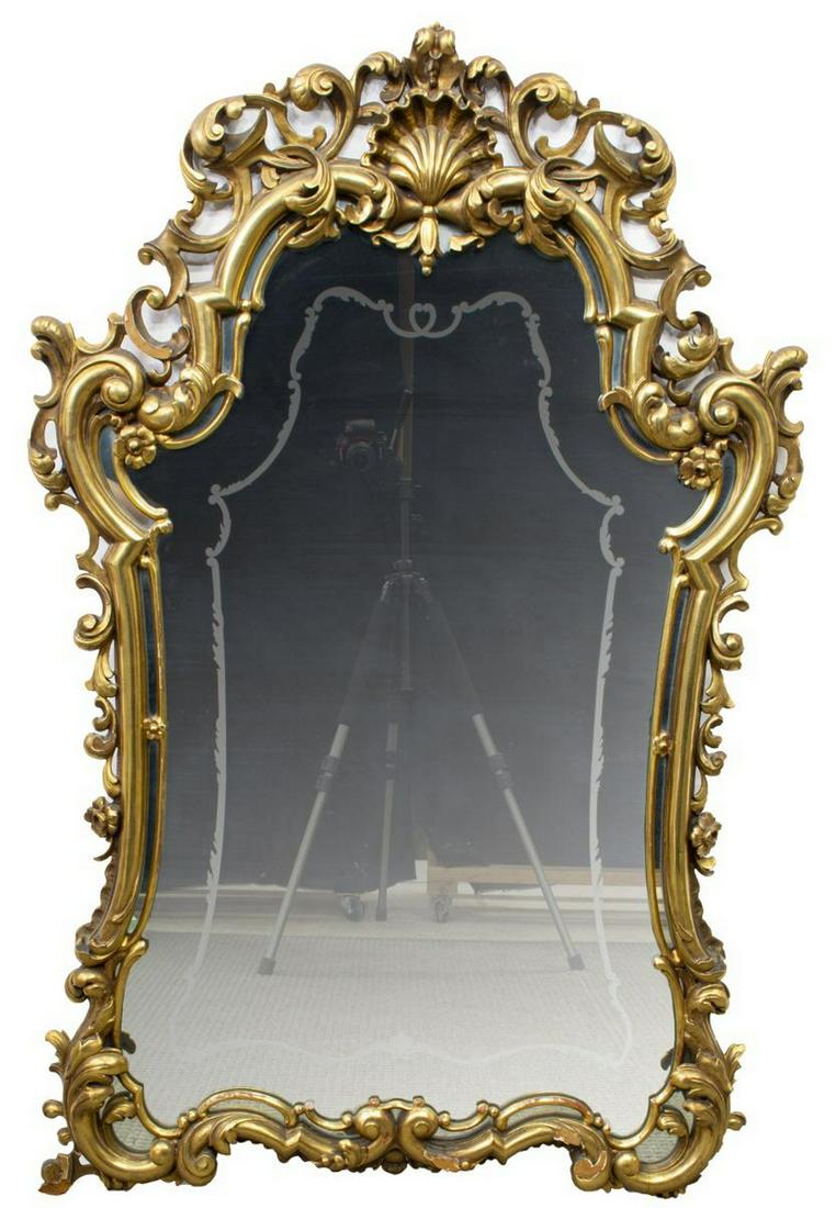 FRENCH LOUIS XV STYLE SHAPED GILT WOOD MIRROR (1 of 3)