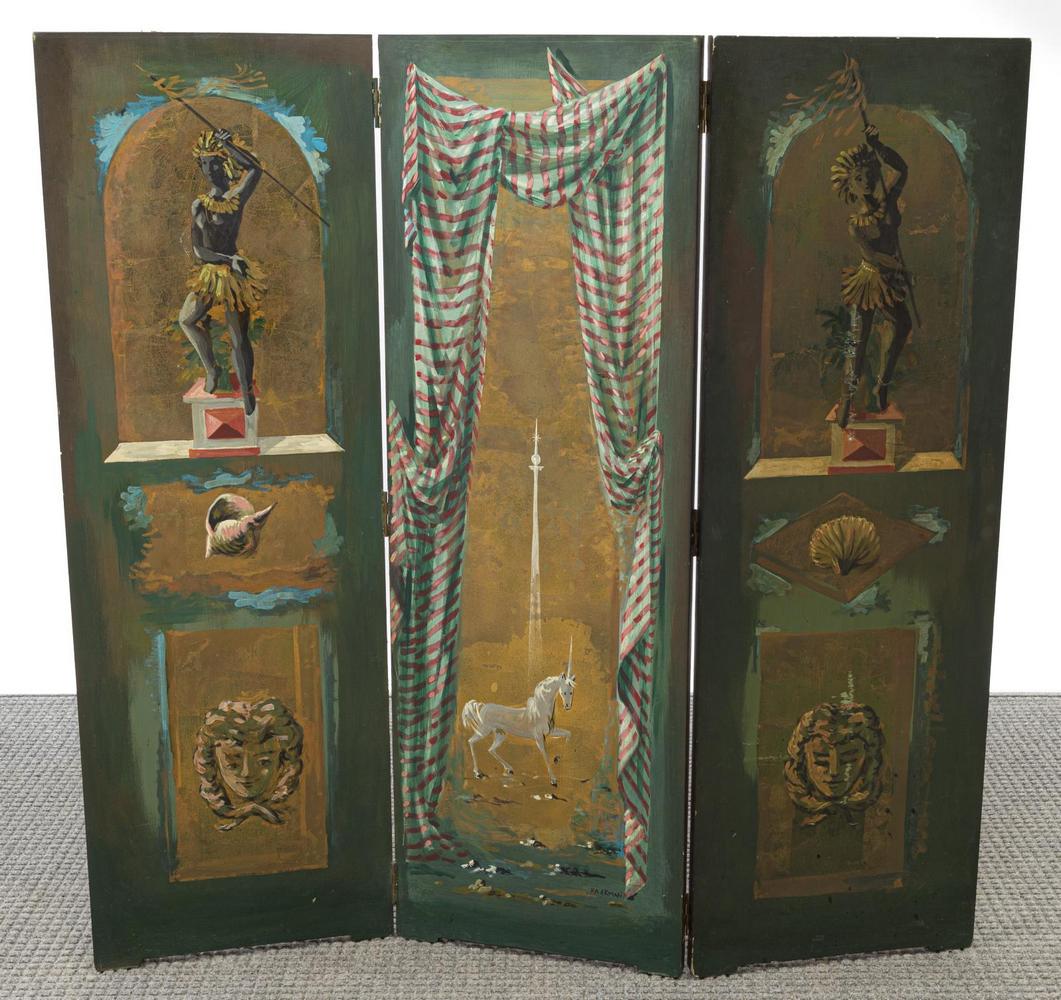 PIERRE-ADRIEN EKMAN (D.1993) HAND-PAINTED SCREEN (1 of 6)
