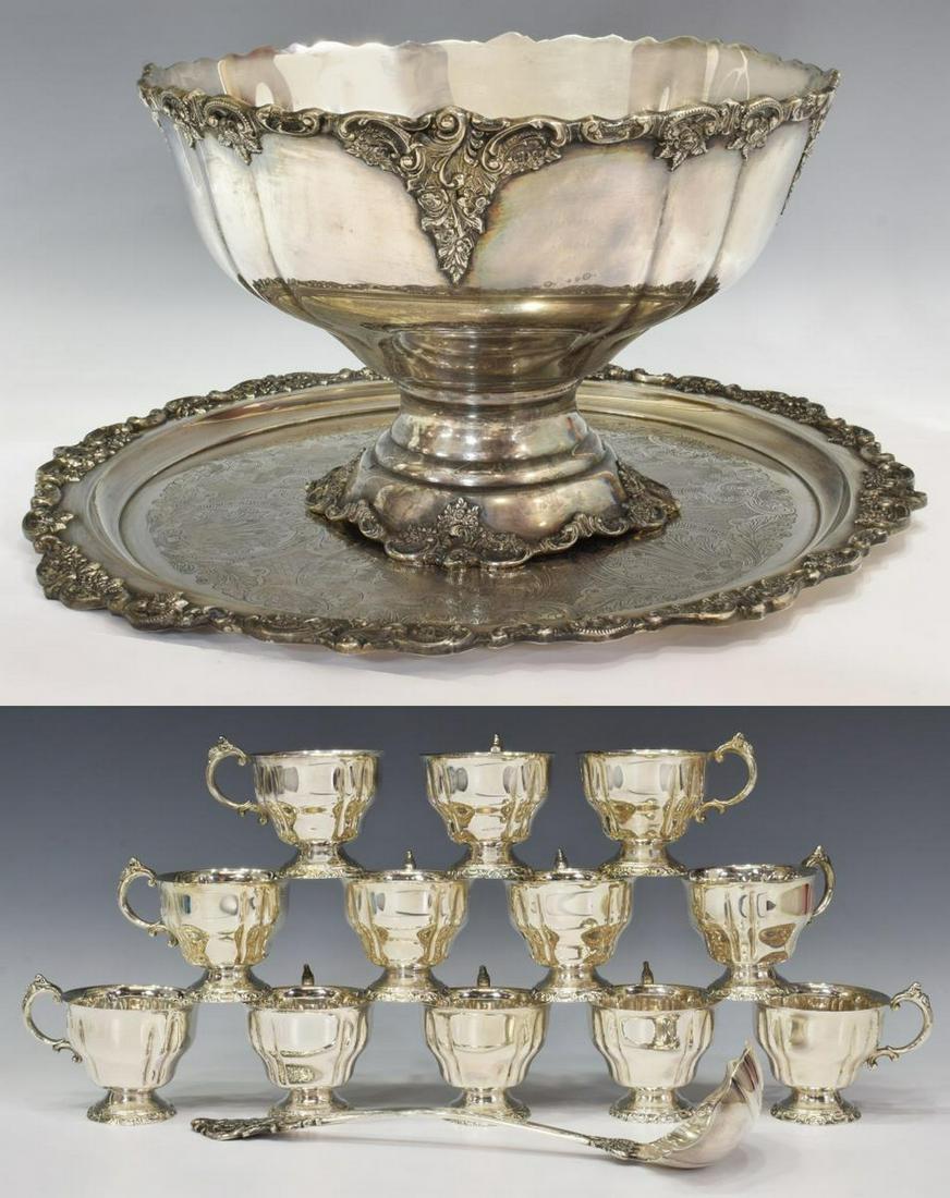 (15) WALLACE 'BAROQUE' SILVER PLATE PUNCH BOWL SET (1 of 12)