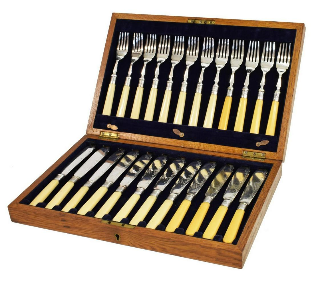 (24) ENGLISH SILVER PLATE FISH SERVICE FLATWARE (1 of 4)