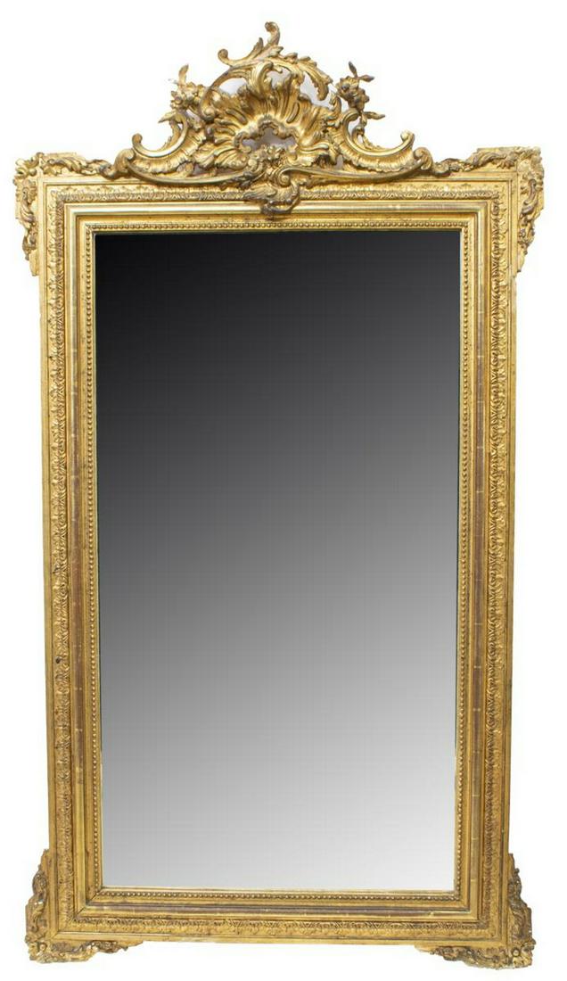 FRENCH LOUIS XV STYLE GILTWOOD MIRROR (1 of 3)