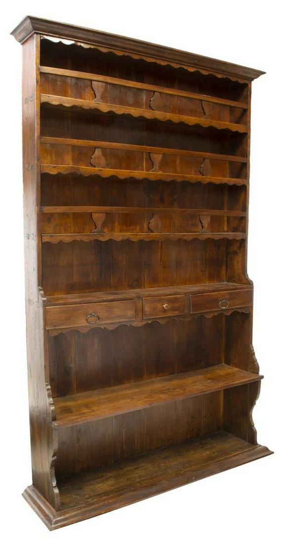 FRENCH PROVINCIAL MIXED WOOD VAISSELIER, 19TH C. (1 of 3)