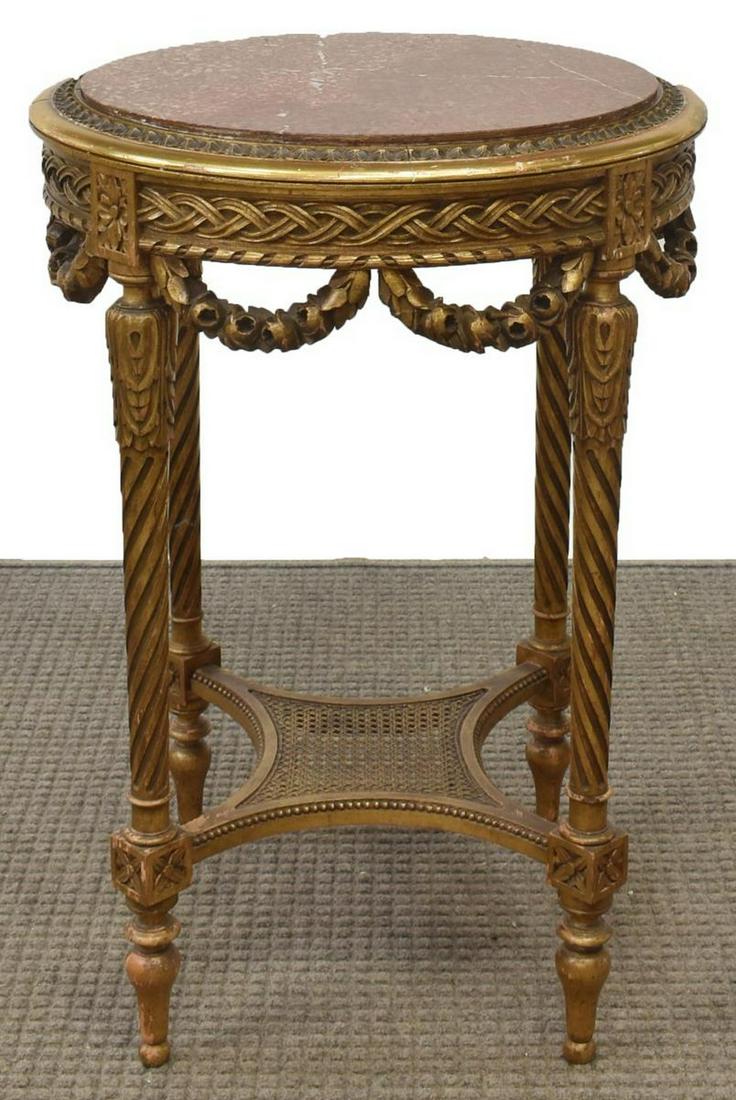 FRENCH LOUIS XVI STYLE MARBLE-TOP GILTWOOD TABLE (1 of 3)