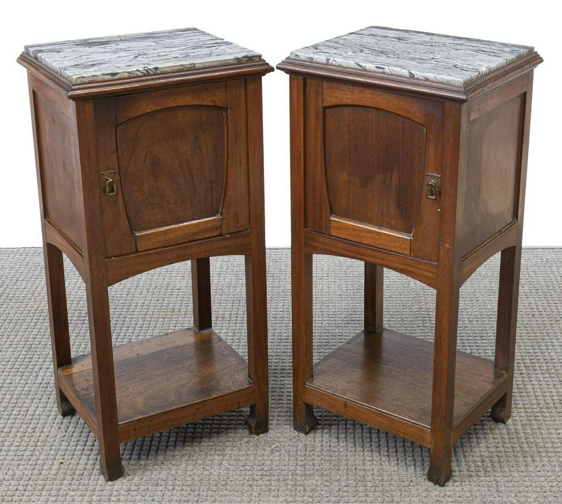 (2) ITALIAN ART NOUVEAU MAHOGANY NIGHTSTANDS (1 of 5)