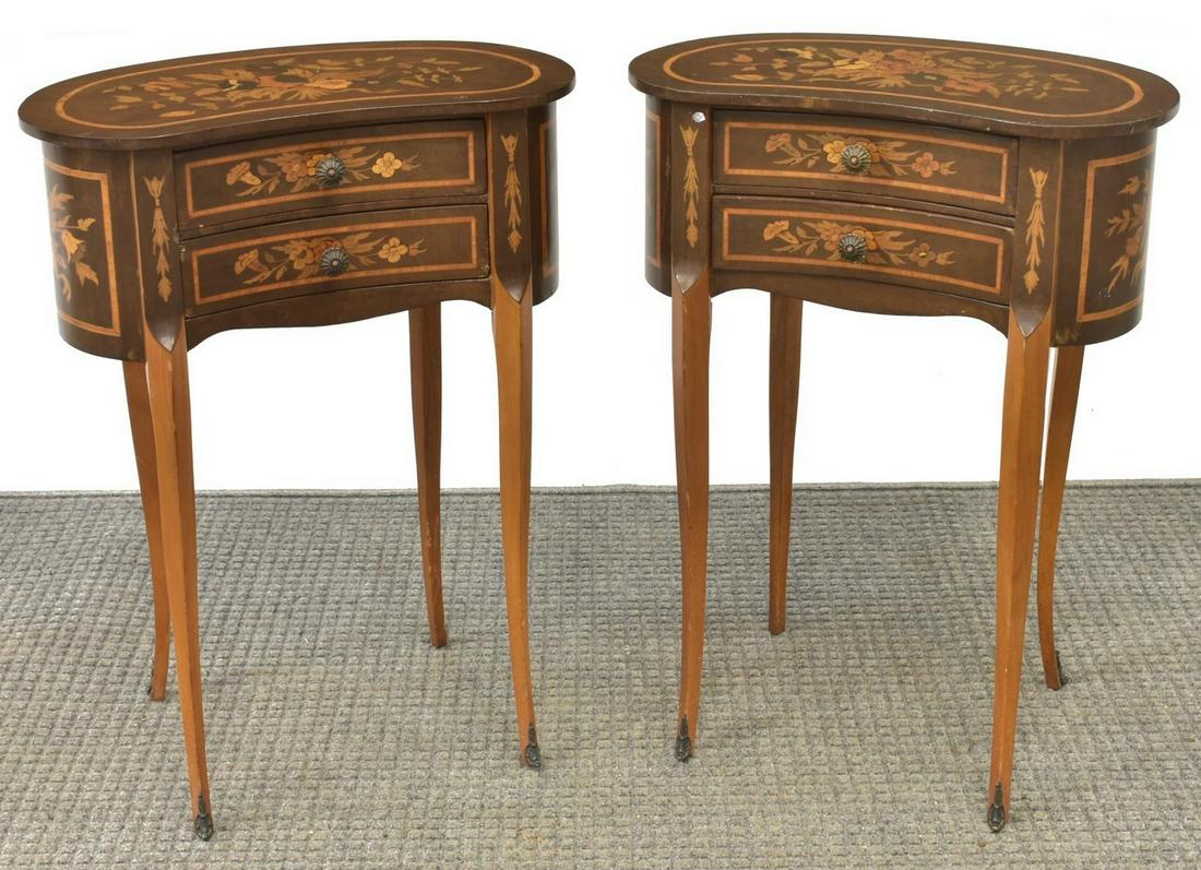 (2) FRENCH LOUIS XV STYLE KIDNEY-FORM NIGHTSTANDS (1 of 3)