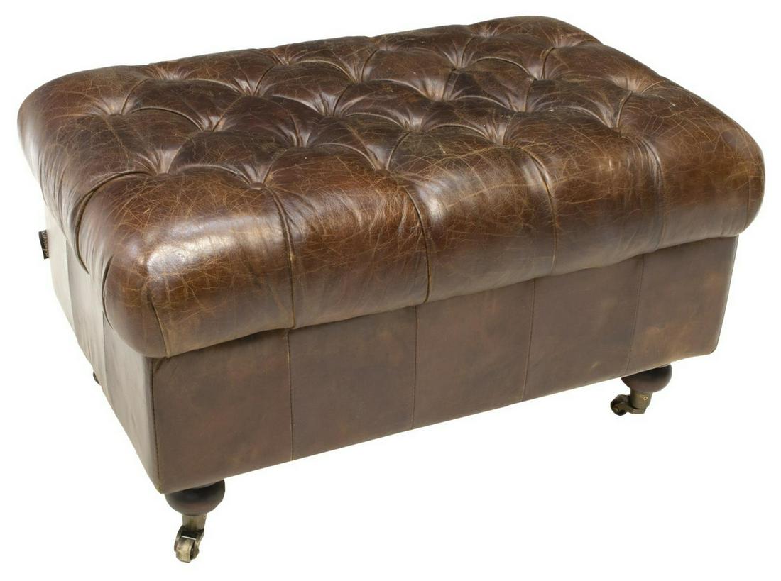 ARTSOME 'LAMOUR' TUFTED LEATHER STORAGE OTTOMAN (1 of 3)