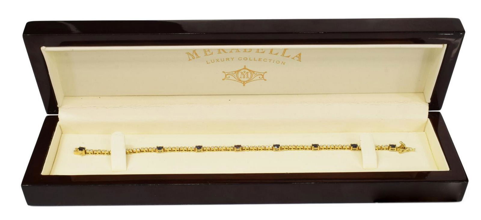 18KT GOLD ALEXANDRITE & 0.61CTTW DIAMOND BRACELET: Estate 18kt yellow gold bracelet, Merabella Luxury Collection, comprising: (9) natural Alexandrites, approx 1.60 cttw; (66) round brilliant cut diamonds, approx 0.61 cttw, average clarity: VS2-SI2, av