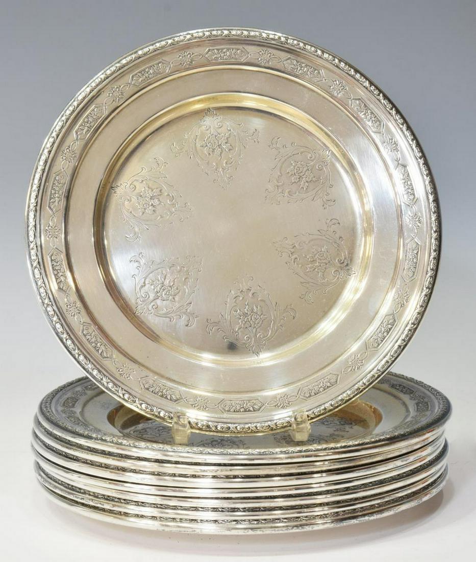 8) TOWLE LOUIS XIV STERLING SILVER PLATES 6.5"DIAM (1 of 4)