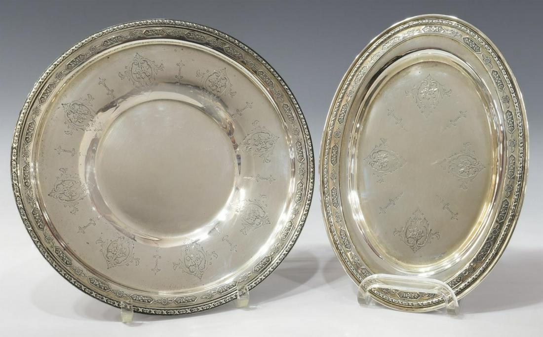 (2) TOWLE LOUIS XIV STERLING SILVER TRAY & PLATE (1 of 5)