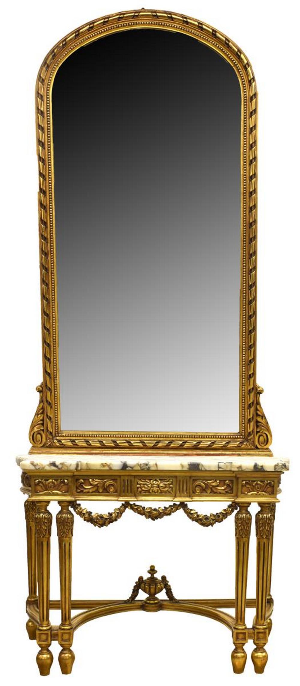 NEOCLASSICAL STYLE GILTWOOD CONSOLE TABLE & MIRROR (1 of 6)