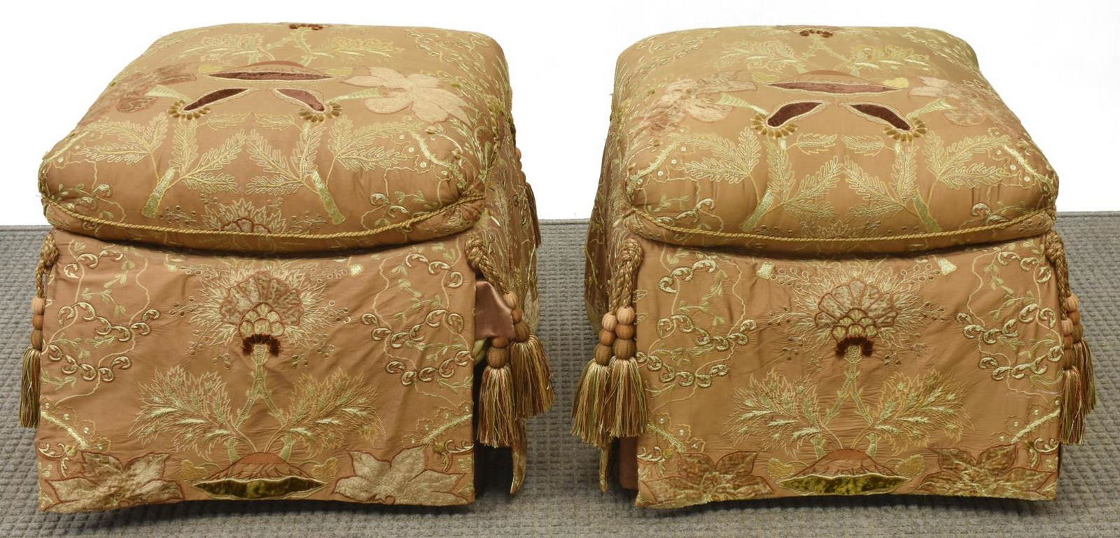 (2) MARGE CARSON SKIRTED POUFFS OTTOMANS (1 of 3)