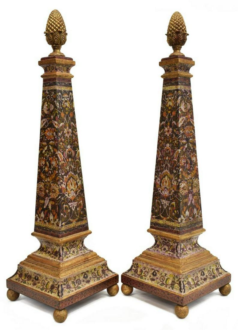 2) LARGE DECORATIVE PARCEL GILT OBELISKS (1 of 2)
