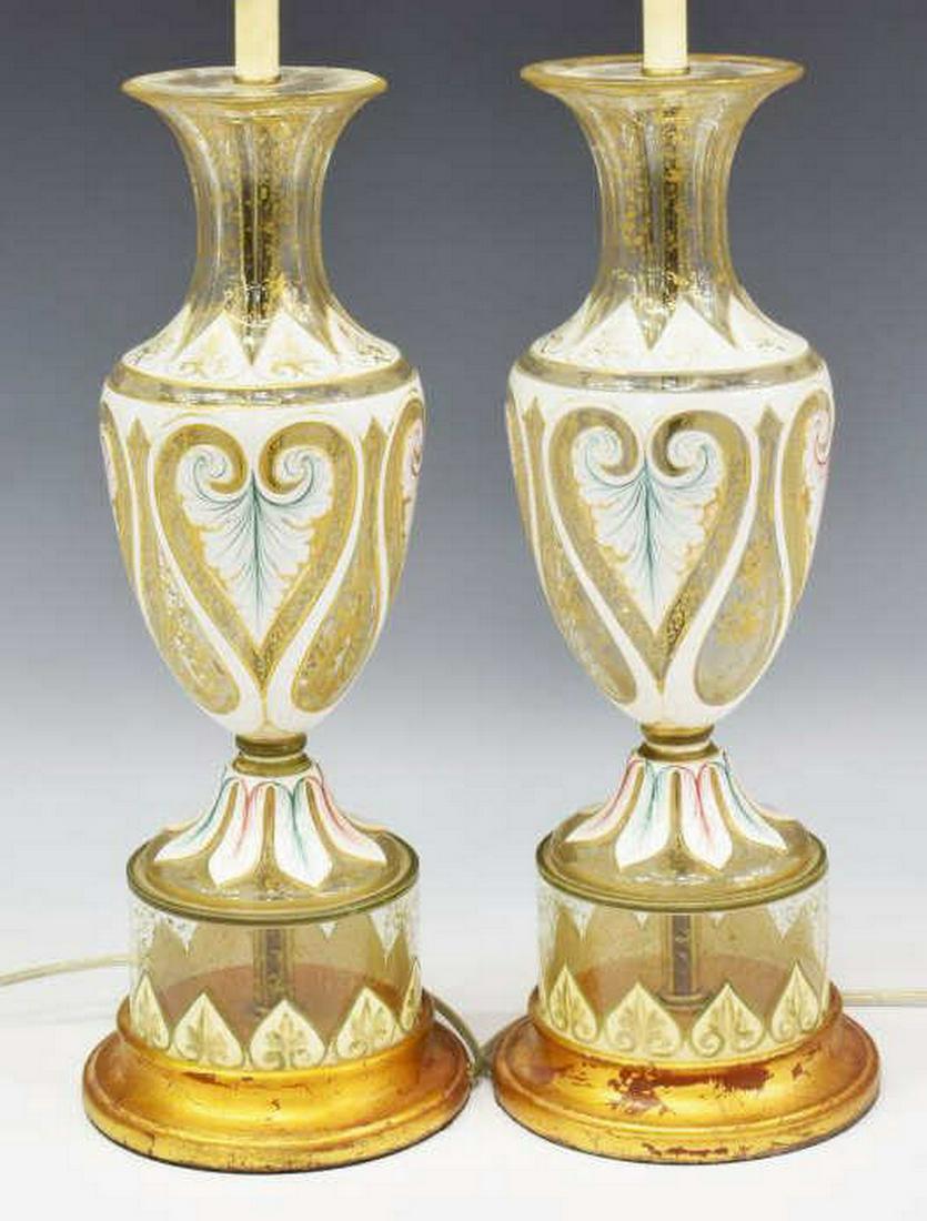 (2) CONTINENTAL ENAMELED GLASS URN TABLE LAMPS (1 of 4)