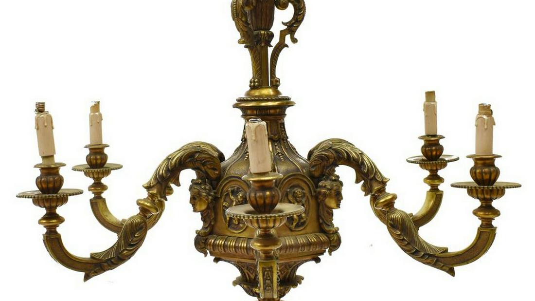 NEOCLASSICAL BRONZE SIX-LIGHT CHANDELIER (1 of 3)