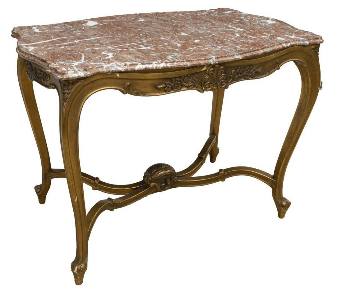 FRENCH MARBLE-TOP GILTWOOD CONSOLE TABLE (1 of 3)