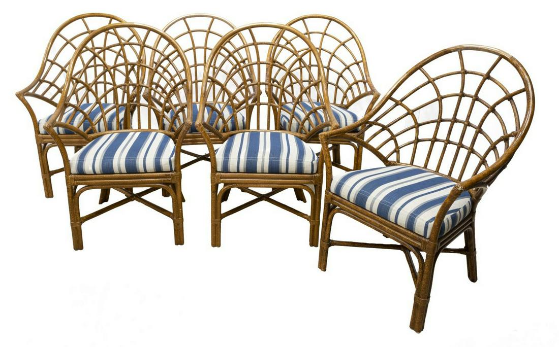 (6) CONTEMPORARY BAMBOO FRAME ARMCHAIRS (1 of 2)