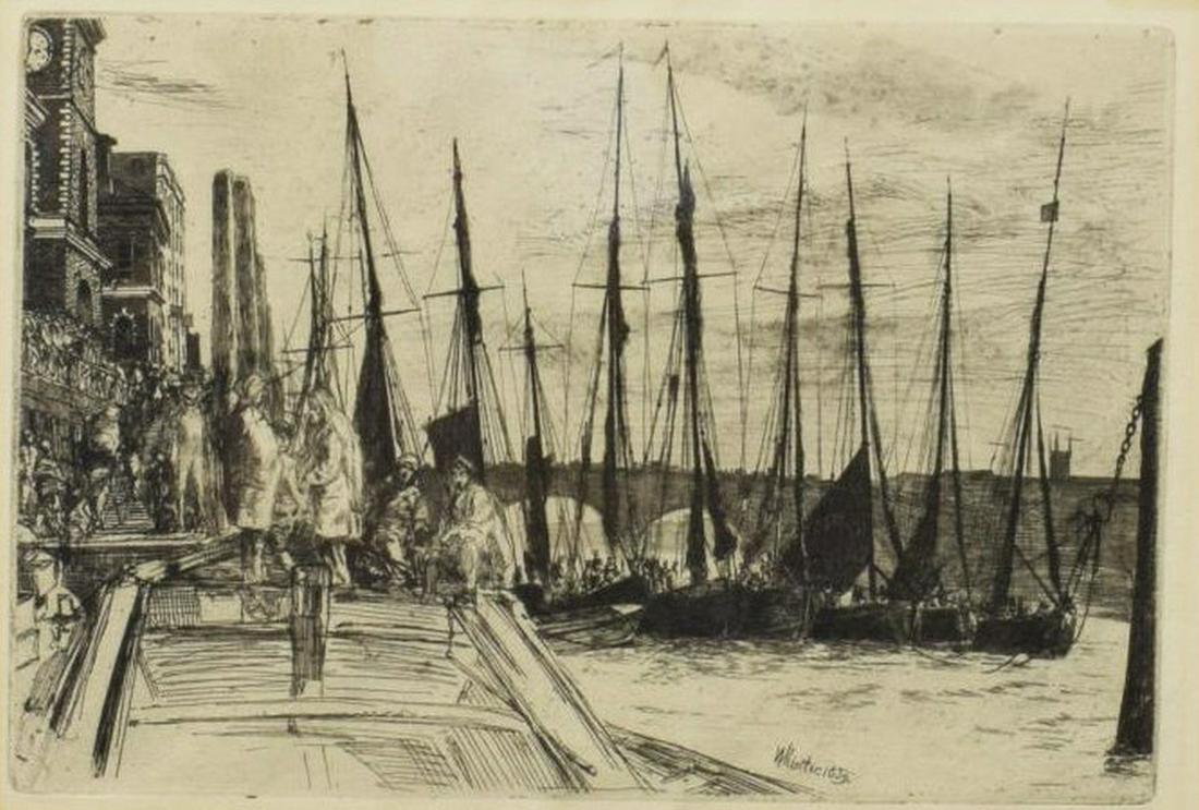 JAMES McNEILL WHISTLER ETCHING, 'BILLINGSGATE' (1 of 4)