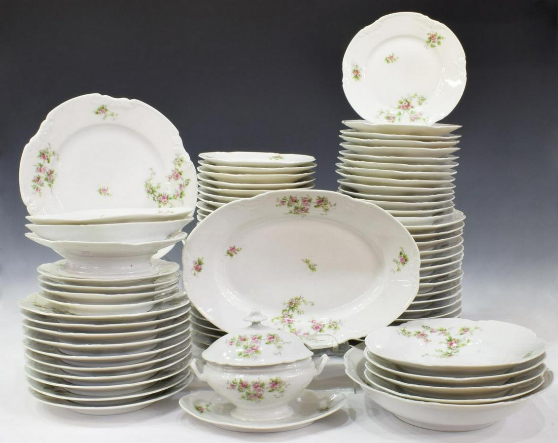 81) FRENCH PORCELAIN FLORAL DINNER SERVICE (1 of 6)