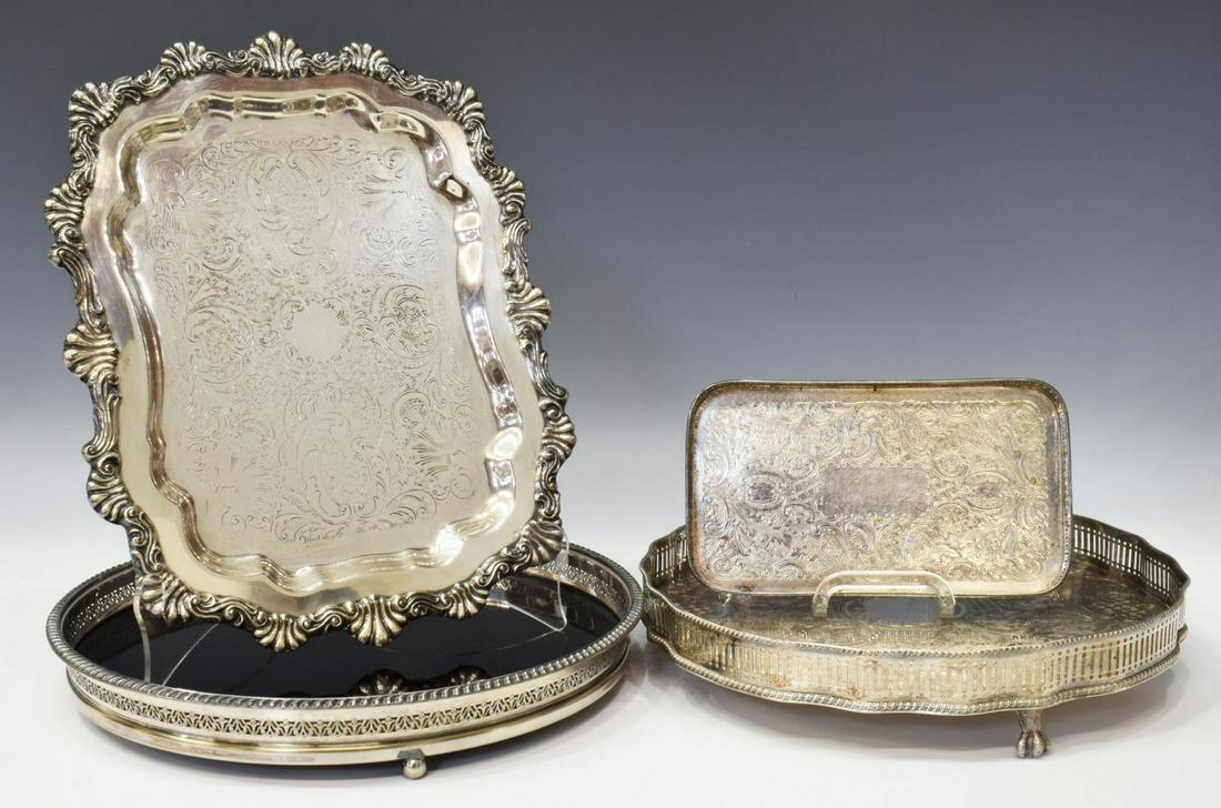(4) COLLECTION SILVER PLATE GALLERY SERVICE TRAYS (1 of 6)