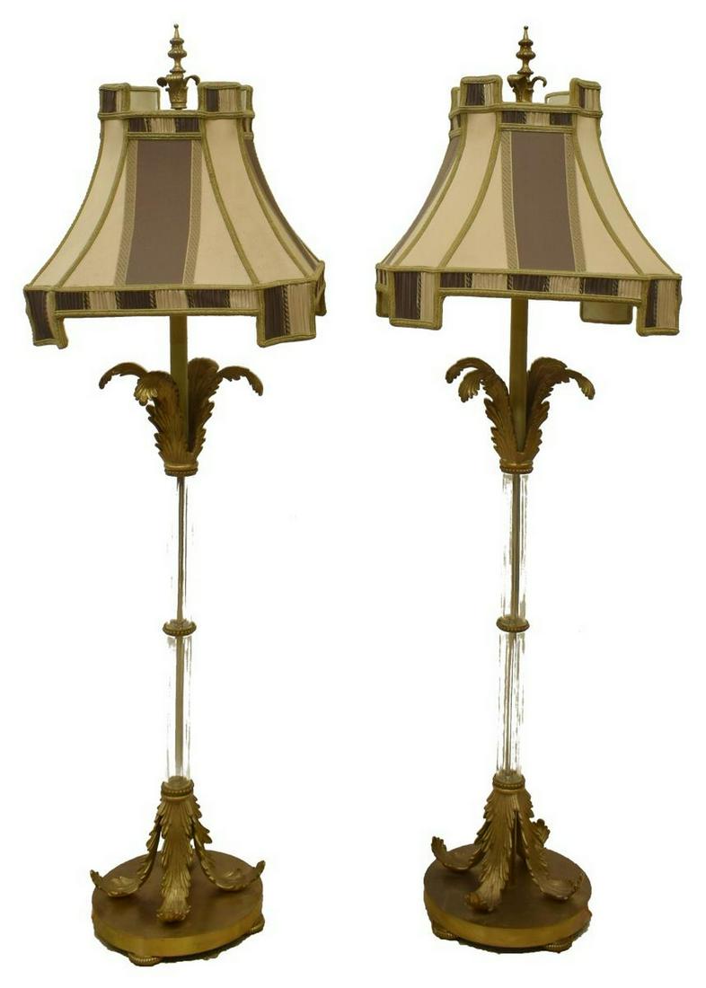 (2) CONTEMPORARY GILT METAL & GLASS LAMPS, 52.5"H (1 of 3)