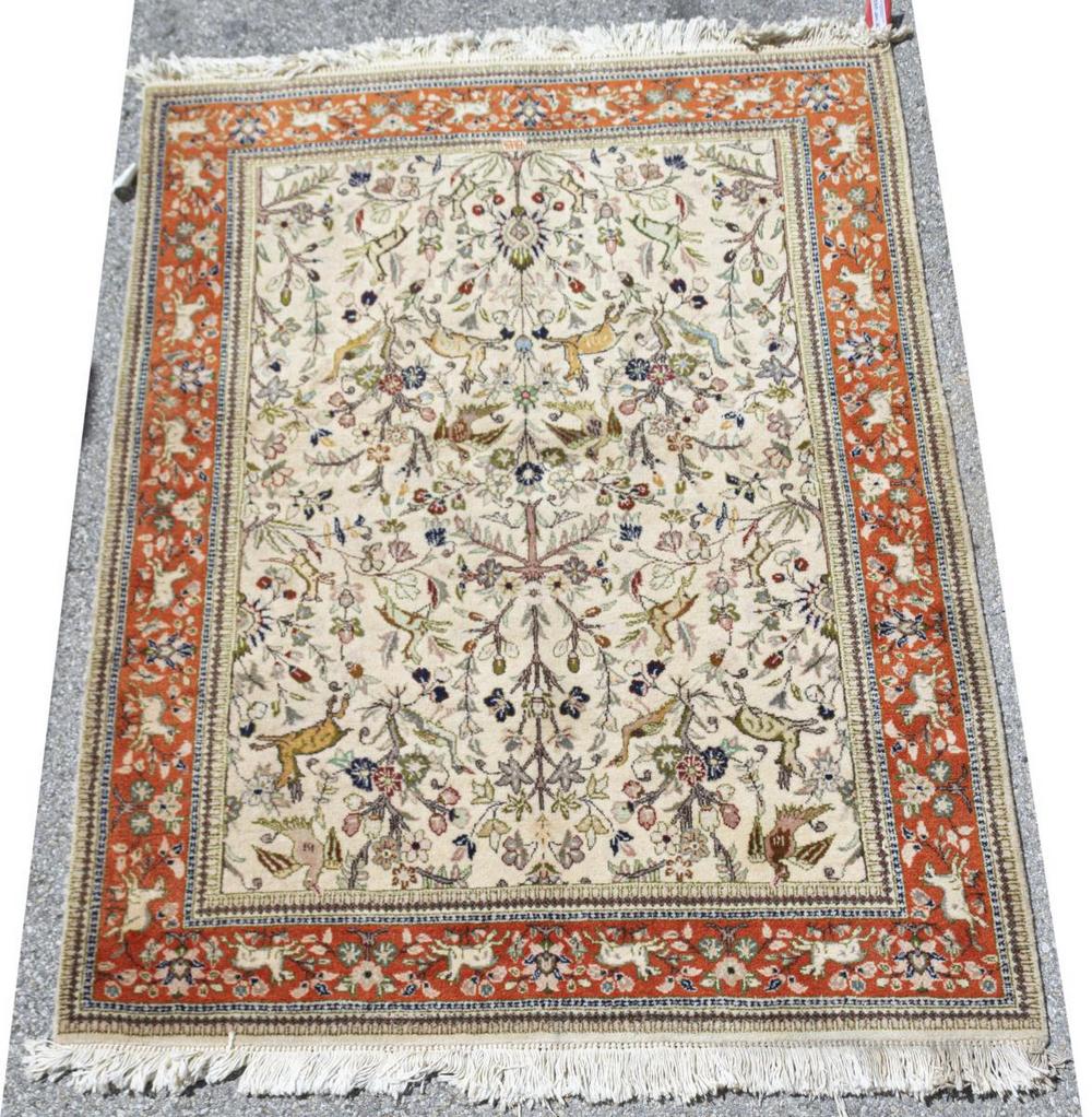 HAND-TIED PERSIAN TABATABRIZ RUG, 6'5" X 4'10" (1 of 3)