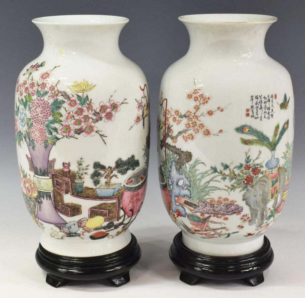 (2) CHINESE FAMILLE ROSE PORCELAIN VASES (1 of 3)