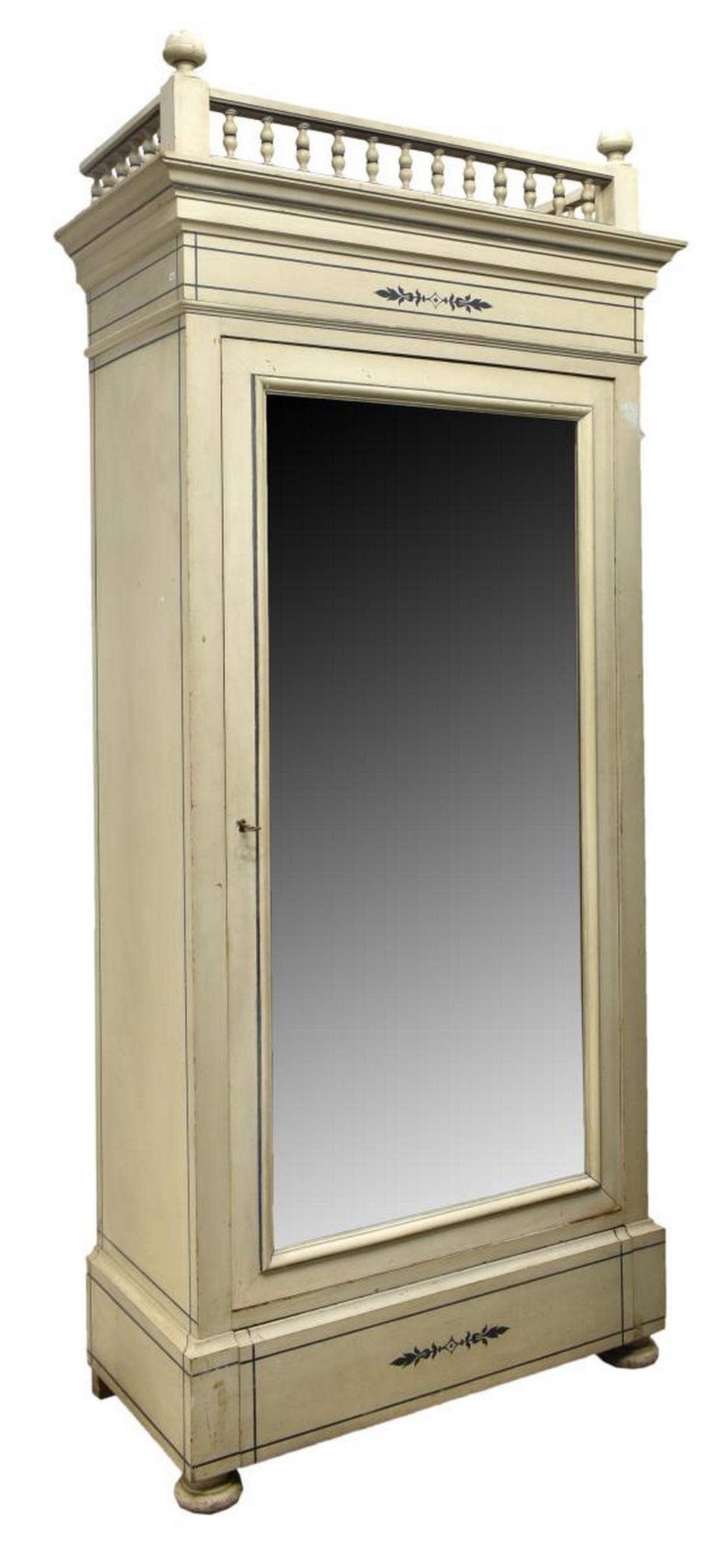 FRENCH PAINTED ARMOIRE W/ MIRRORED DOOR (1 of 4)