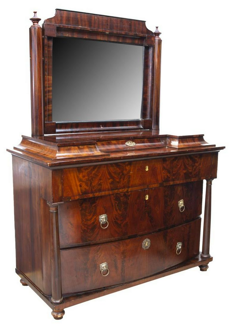 CONTINENTAL NEOCLASSICAL FLAME MAHOGANY COMMODE (1 of 3)