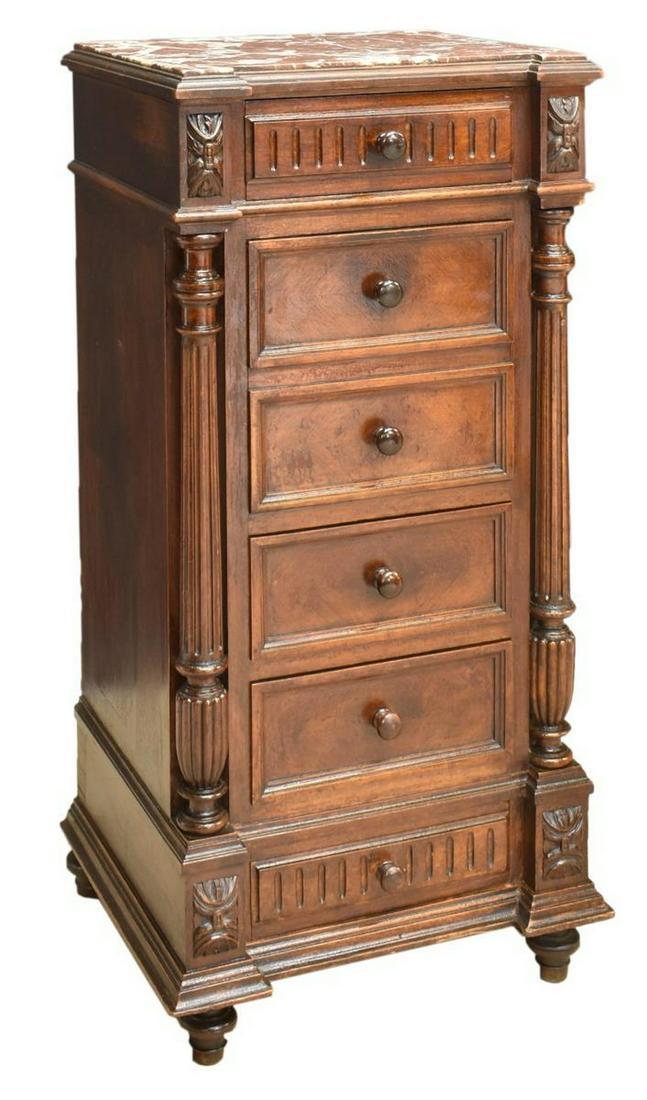 FRENCH MARBLE-TOP BEDSIDE CABINET (1 of 6)