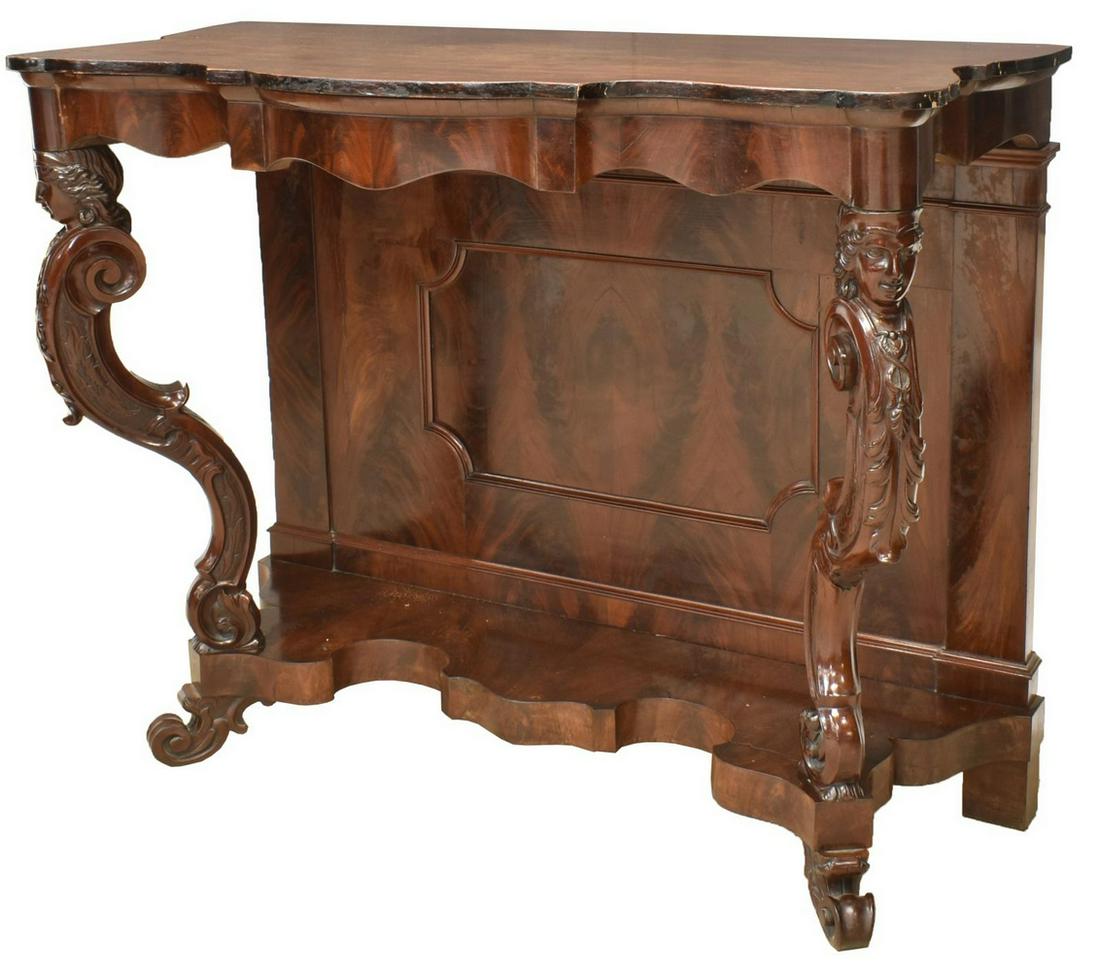 VICTORIAN FLAME MAHOGANY FIGURAL CONSOLE TABLE (1 of 5)