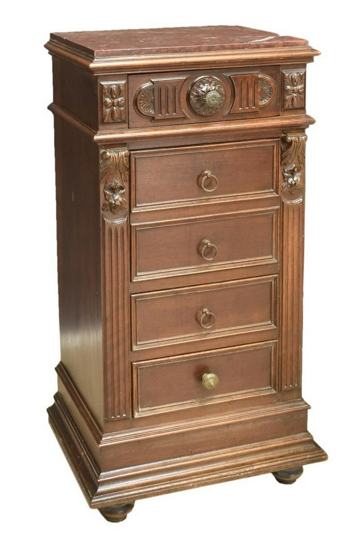 FRENCH LOUIS PHILIPPE MARBLE-TOP BEDSIDE CABINET (1 of 6)
