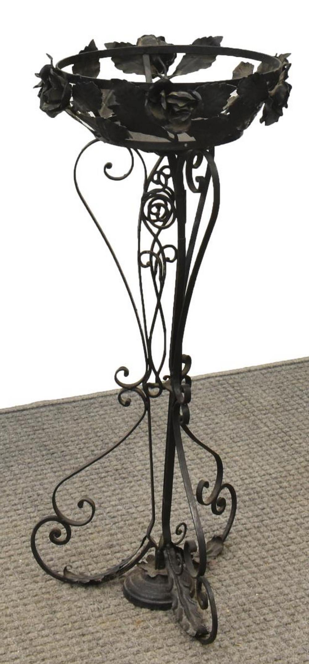 ITALIAN SCROLLED WROUGHT IRON PLANT STAND (1 of 3)
