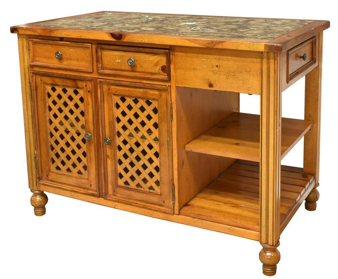 DREXEL HERITAGE FAUX MARBLE TOP KITCHEN ISLAND (1 of 5)