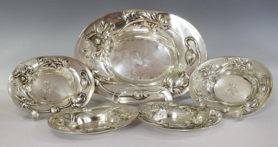 (5) R. WALLACE ART NOUVEAU STERLING NUT SERVICE (1 of 4)