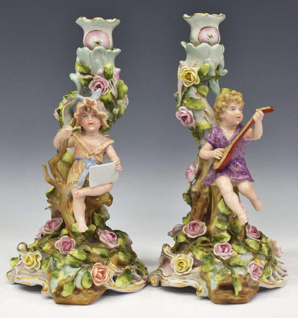 (2) GERMAN SCHIERHOLZ PORCELAIN CANDLESTICKS (1 of 4)