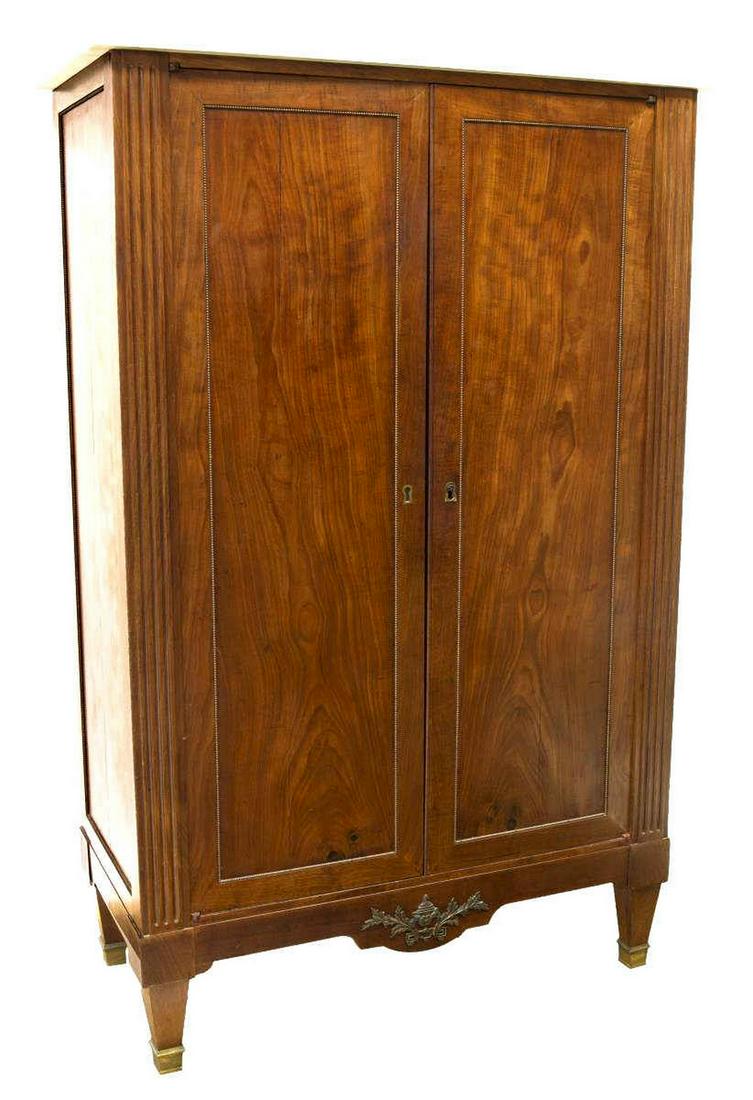 FRENCH LOUIS XVI STYLE MARBLE-TOP MAHOGANY ARMOIRE (1 of 4)