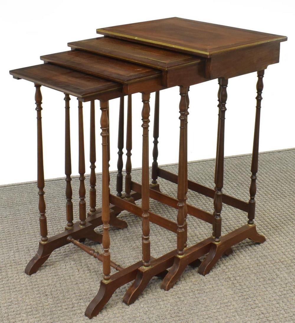 (4) ENGLISH MAHOGANY NESTING TABLES (1 of 3)