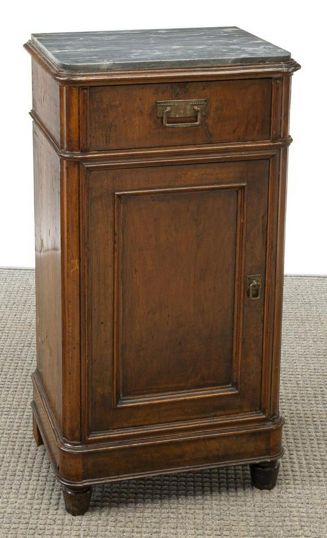 LOUIS PHILIPPE MARBLE-TOP MAHOGANY BEDSIDE CABINET (1 of 5)