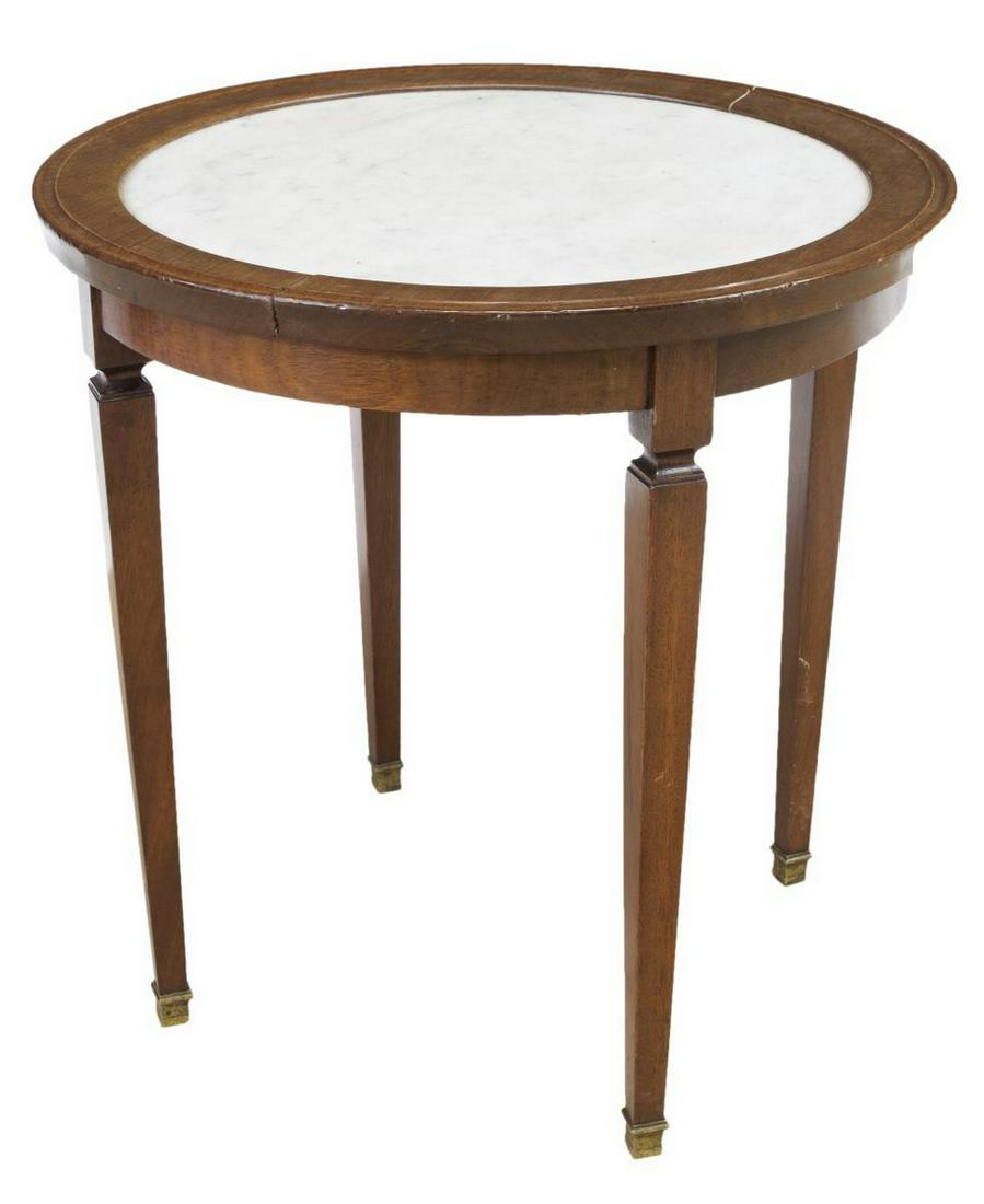 FRENCH LOUIS XVI STYLE MARBLE-TOP MAHOGANY TABLE (1 of 3)