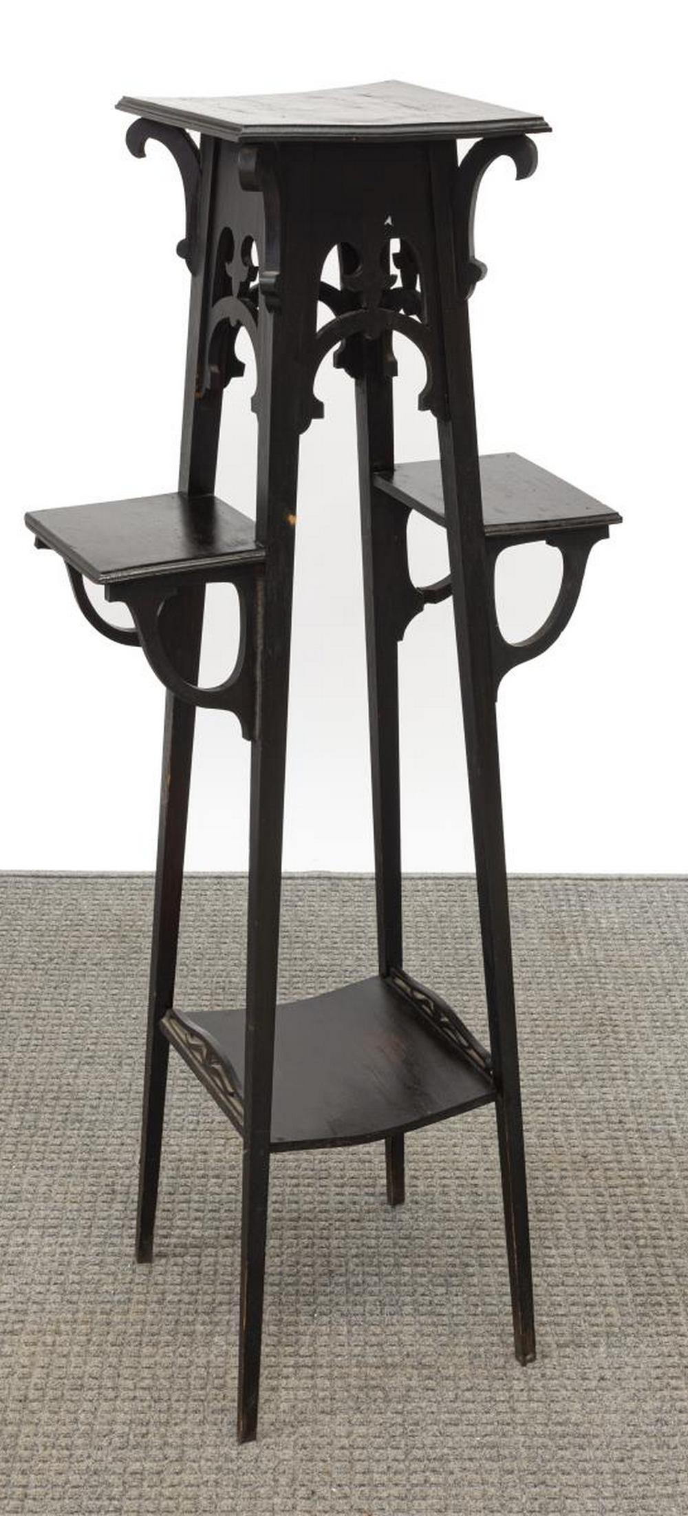 ITALIAN ART NOUVEAU EBONIZED THREE-TIERED STAND (1 of 2)