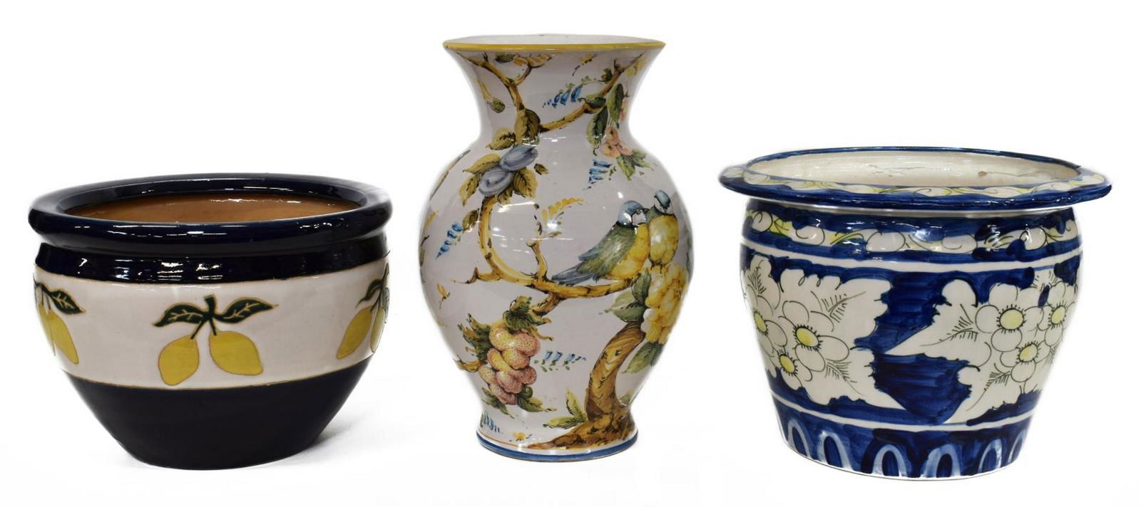 (3) ITALIAN ALBISOLA VASE & FAIENCE PLANTERS (1 of 5)