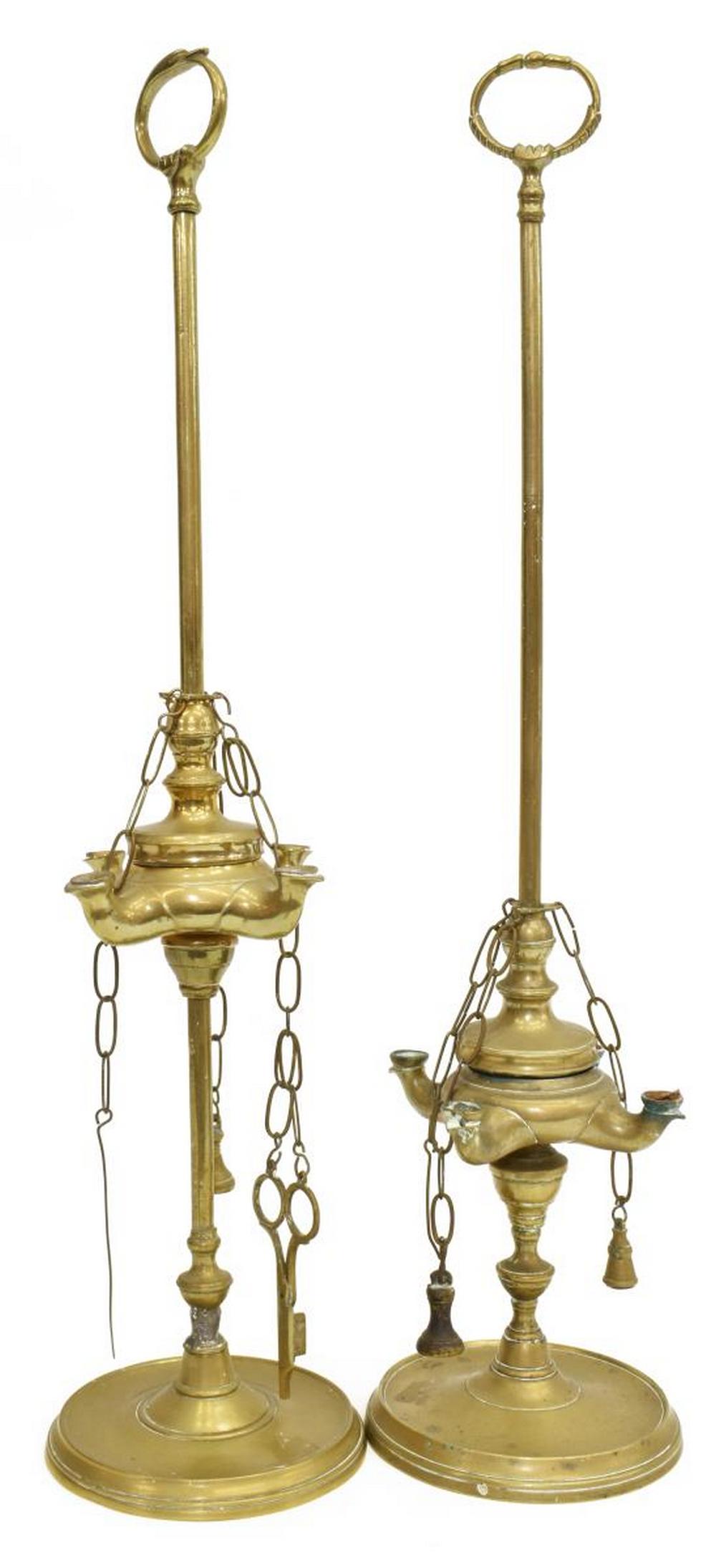 (2) ITALIAN BRASS LUCERNA OILS LAMPS (1 of 2)